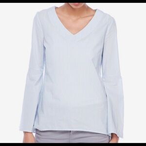 $5 SALE Max Jeans Pinstripe Bell Sleeve Cotton Top Size S